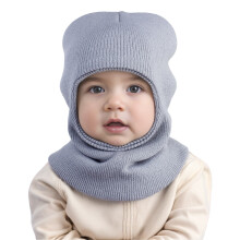 Warm Baby Beanie Girls Boys Solid Color Ears Hooded Scarf Knit Stocking Cap Comfort Hats