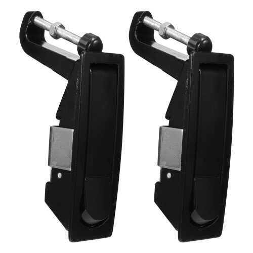 2Pcs Adjustable Compression Latch Lock in Black Zinc Alloy for Cabinet Doors with Rust Resistant Design