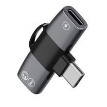 Elbow2in1USB C Han til 2Type C Hun Adapter Hovedtelefonstik Konverter Splitter Hurtigopladningsadapter