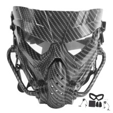 Breathable Airsoft Full Face Mask Tactical Helmet with Detachable Goggles and Front NVG Mount, Skull Pattern Military Style Gear for Cosplay