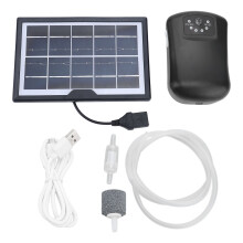 Pompe à air solaire avec batterie de secours, aérateur d'oxygène silencieux avec mode marche/arrêt de 10 secondes pour aquariums et bassins,
