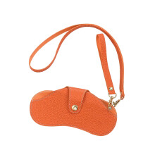 Sunglasses Case with Organizer, Portable Snap Button with Wrist Strap Neck Strap Orange