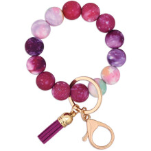 2PCS Silicone Beaded Keychain Wristlet Key Ring Bracelet Cute Daisy Car Key Chain Holder for Women Girls, PACKAGE Includes 2 key Chain sets