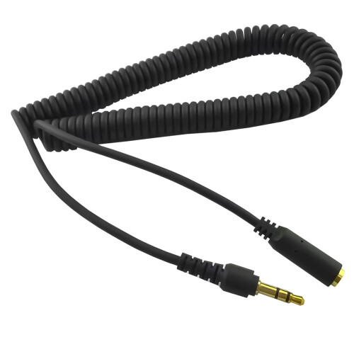 Cavo di prolunga stereo a spirale da 3,5 mm femmina a maschio per microfoni e cuffie, resistente e durevole.