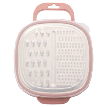 Pink Stainless Steel Cheese Grater with Handle, Lid & Plastic Container (7.6x9.72 in), compatible with kitchen use