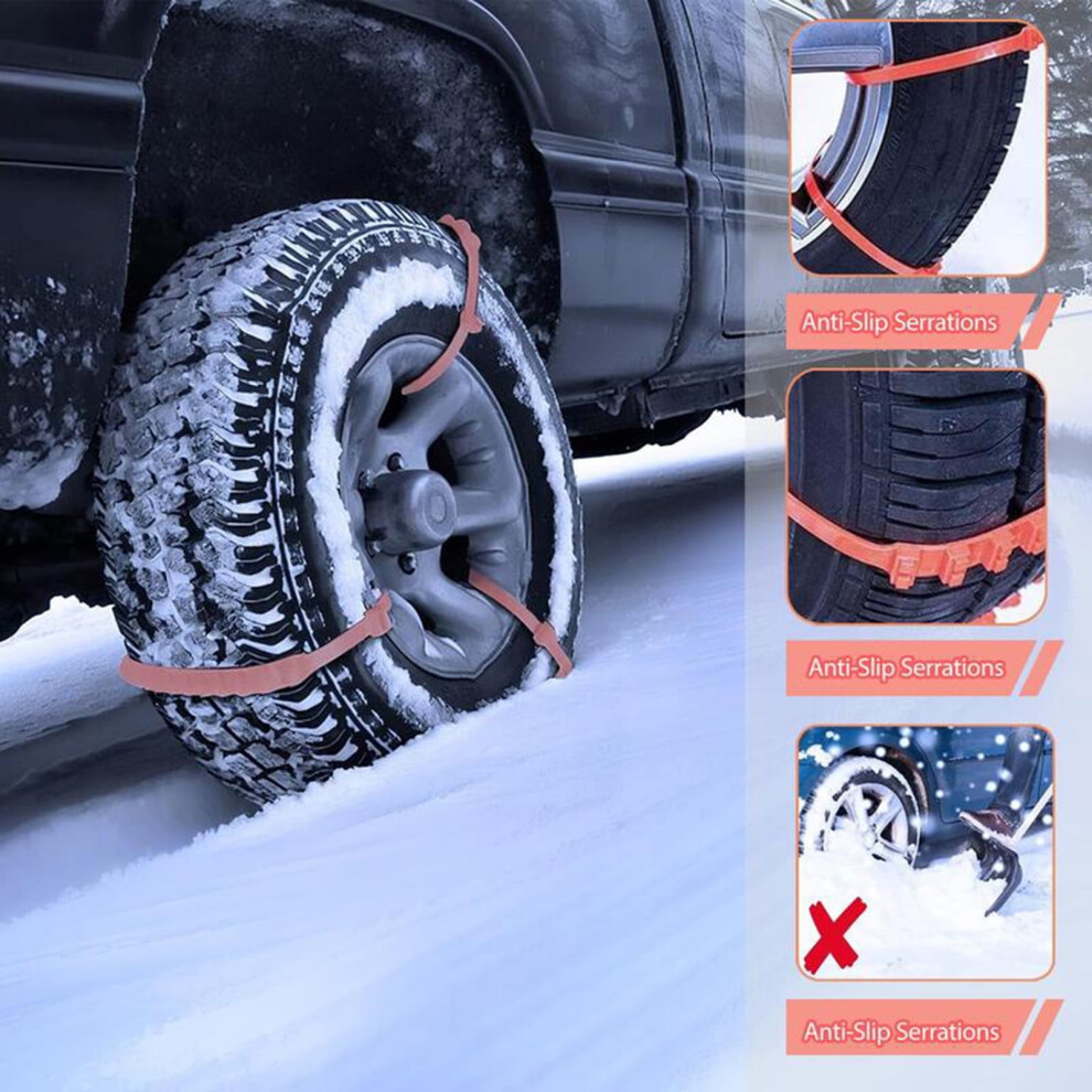20Pc Universal Car Tire Snow Chains - Heavy Duty Anti-Slip Zip Ties For Winter Traction On Snow & Mud - Easy Install No-Tool Snow Straps For Vehicles 9087558470128