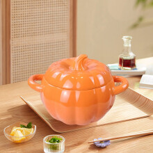 1800ML Ceramic Cute Pumpkin Cup Ceramics ffee Mug Milk Soup Breakfast Large Double Ears Noodles Bowl (Orange)