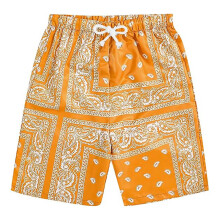 Pantaloncini da uomo stile boho con coulisse in vita e stampa paisley, perfetti per l'estate e la spiaggia.