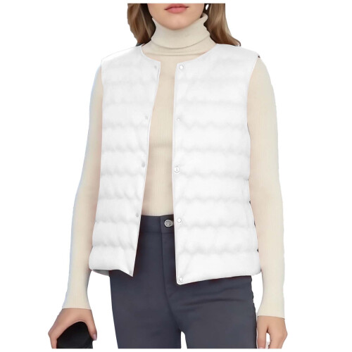 Women's Down Vest Crewneck Button-Down Packable Puffer Vest