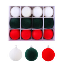 12Pcs Festival Colored Plush Christmas Sphere Plush Feel 6CM Christmas Baubles Baubles for Seasonal Decoration