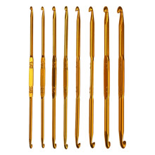 8 in 1 Double Head Crochet Hooks Set Aluminum Alloy Knitting Needle for Home School (Golden)