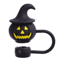 Halloween Ghost & Pumpkin Silicone Straw Covers – Reusable Tumbler Toppers, Compatible with Standard Straws