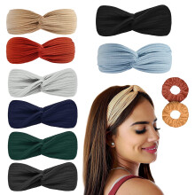 TIFOR 8er-Pack geknotete Haarbänder für Damen, gekreuzte Kopftücher, rutschfeste Boho-Haarbänder, gedrehte elastische Haaraccessoires