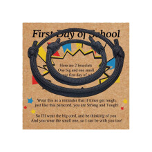 Back to School Bracelets for Son – Black Mommy & Me Bracelet, First Day of Kindergarten Gift, Compatible with School Themes