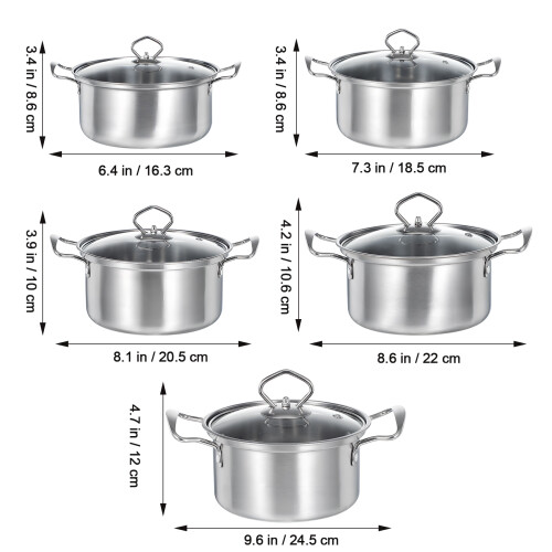 5 Sets Stainless Steel Stock Cooking Stewing Large Boiling Pot 1