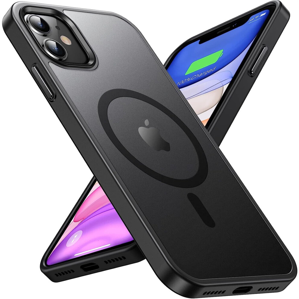 Magnetic Iphone 11 Case Â Military Drop-Tested, Magsafe Compatible, Shockproof Translucent Slim Protective Case, Black 9065194283036