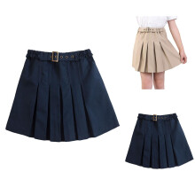 Khaki Pleated School Bottom for Big Girls – Elastic Waist, Compatible with Pink Dress Styles