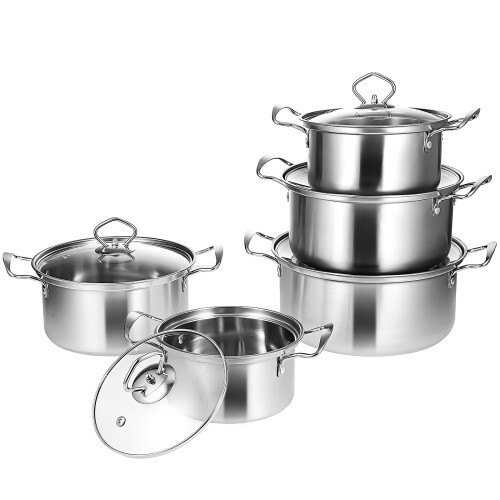 5 Sets Stainless Steel Stock Cooking Stewing Large Boiling Pot 2