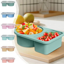 Food-Grade Silicone Double Compartment Seasoning Dispenser with Lid, Portable Snack Container for Meal Prep – Compatible with Topliu