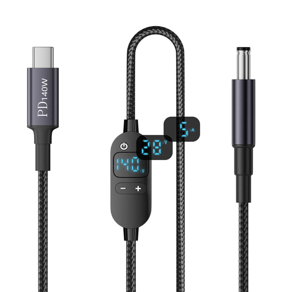 Adjustable Voltages Dc5.5x2.1mm To Type C Chargers Cable Boosting Converter With Digital Display For Multidevice Charging 9065194283739