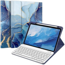 Keyboard Case for iPad Air 11" M3 (2025)/M2 (2024)/5th (2022)/4th 10.9", Ocean Marble, Soft TPU + Magnetic Detachable Bluetooth Keyboard