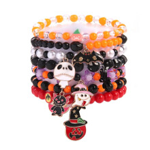 Halloween Stackable Beaded Stretch Bracelets, Bohemian Bracelets for Women, Stretch Multilayer Colorful Beads Bracelet with Charm Jewelry
