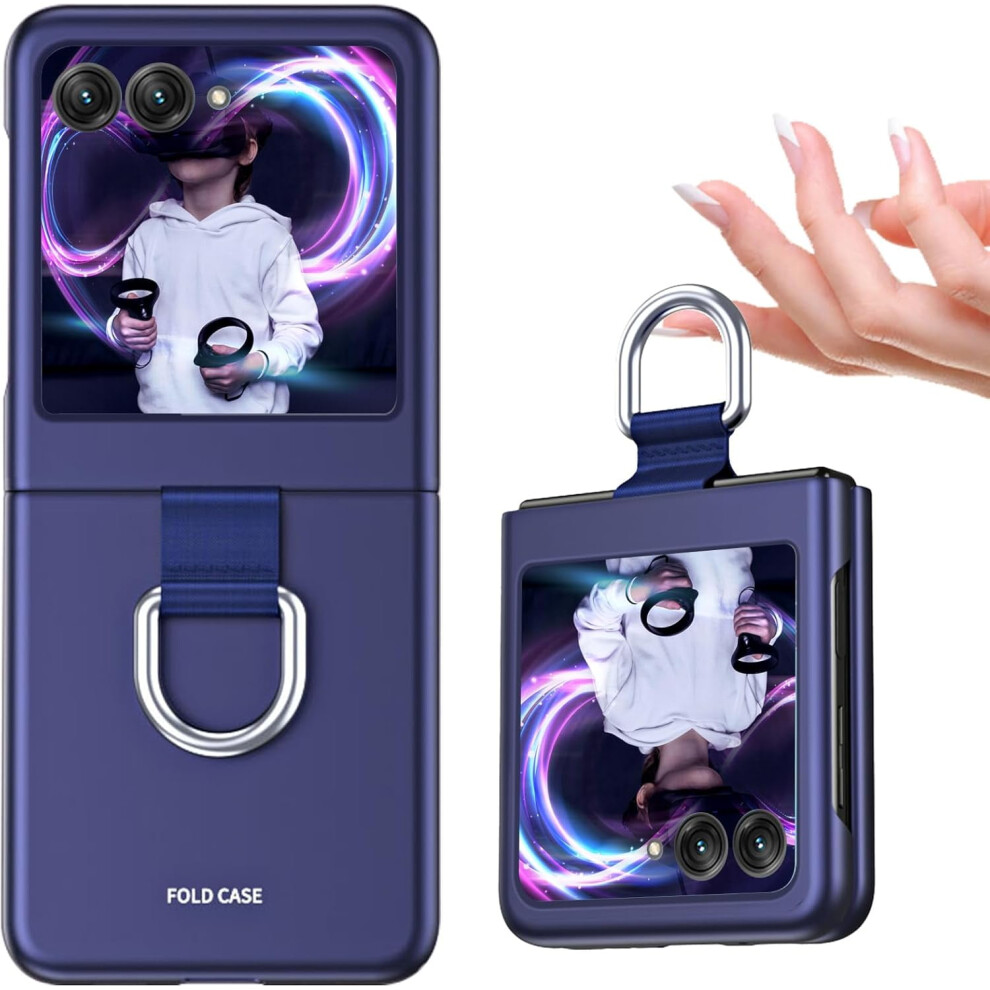 Shockproof Phone Case Compatible With Motorola Razr+/Moto Razr Plus 2023 & Razr 40 Ultra Â Royal With Ring Blue 9065194280691
