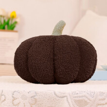 Cojín de peluche con forma de calabaza, cojín Sherpa 3D para sofá
