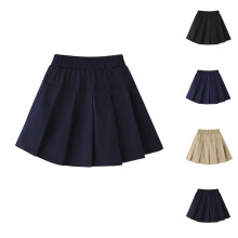 Elastic Waist Pleated Skirt for Girls – Mid-Season School Uniform & Daily Wear, Compatible with Pink Dress