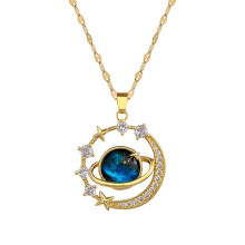Χρυσό κολιέ Starry Planet για γυναίκες choker