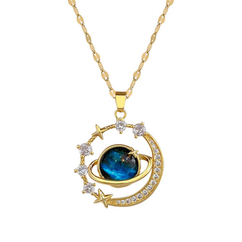 Χρυσό κολιέ Starry Planet για γυναίκες choker