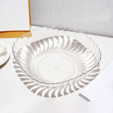 Clear Plastic Fruit Bowl - Lightweight 8.66" Serving Bowl for Snacks & Decor, Food-Grade PET, Modern Ripple Design - Yellow & Clear, 22x22x7cm