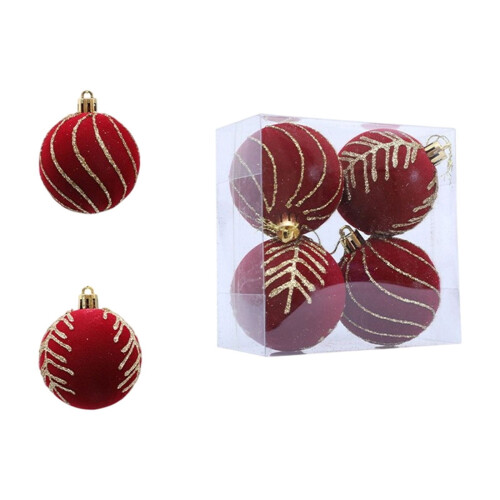 Ensemble de 4 boules de Noël en velours