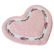 Tapis de bain décoratif rose à motif floral en forme de cœur et de roses (1 pièce)
