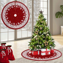 Jupe de sapin de Noël rouge, 76 cm de diamètre