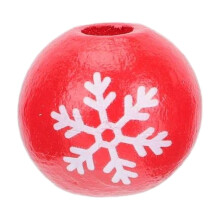 Holzschneeflockenperlen, 16 mm, rot/grün, 100 Stück