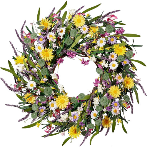 Wildblumenkranz aus künstlicher Seide, 56 cm