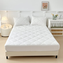 Waterproof Mattress Protector 150x200cm Queen Size | Polyester Laminated Foam | Sweatproof & Stain-Resistant | 360 Wrap | White/Gray