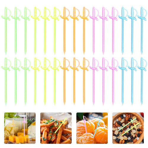 200 Pezzi Spiedini In Plastica A Forma Di Spada Per Frutta 2