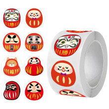 500 Pcs Japanese Daruma Stickers Japanese Traditional Culture Stickers Seal Lable Gift Stickers for DIY Scrapbooking Envelopes Water Bottles