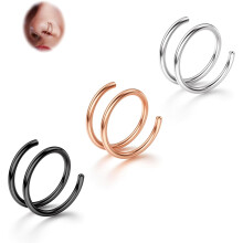 Softened 316L Stainless Steel Double Hoop Nose Ring 2 pcs