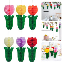 Centre de table en forme de tulipe en papier alvéolée pour la décoration de mariage