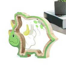 Spardose aus Holz mit Dinosaurier-Motiv für Kinder (1 Stück)