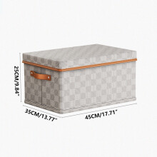 Non-Woven Fabric Clothes Storage Box with Checkerboard Pattern and Lid for Home Organization and Toy Storage in Bedroom Closet Topliu