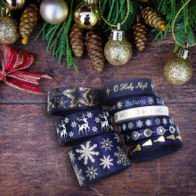 Patrún Calóg Sneachta Nollag Ribíní Grosgrain DIY Ribín Fillte Fleasc Cóisire Poileistear le haghaidh Bronntanais