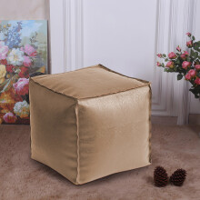 Faux Leather Ottoman Pouf Footstool, 15.7"x15.7", Unstuffed Storage Cover, Waterproof Indoor/Outdoor Floor Cushion, Moroccan Style – No Filler