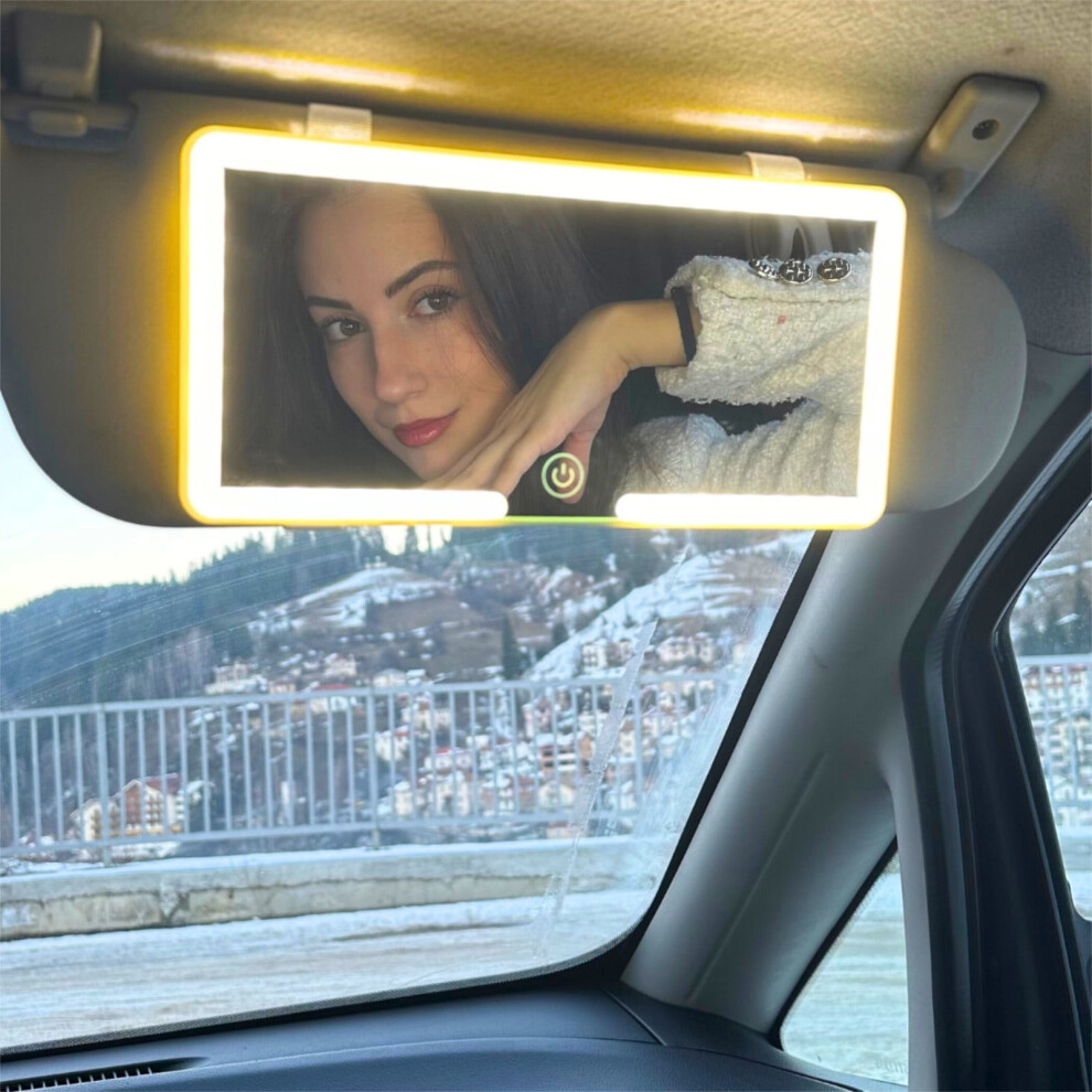 Led Car Visor Makeup Mirror, 3 Color Modes, Dimmable, 60 Leds, 9.6X4.7", Rechargeable 400Mah, Portable Â Compatible With All Cars 9422877927012