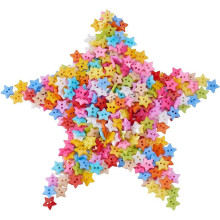 1000 Botões Acrílicos com 2 Furos, Estrelas Tingidas em Cores Sortidas, 12x2mm, Furo: 1mm