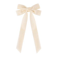 Solid Color Velvet Bow for Christmas Tree, 4.53x8.46", Beige Farmhouse Xmas Topper & Front Door Decor