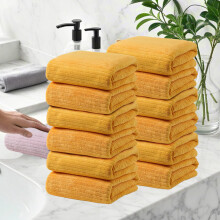 Serviettes Ă mains en microfibre jaunes 35,5 x 76 cm (14 x 30 po) - paquet de 12